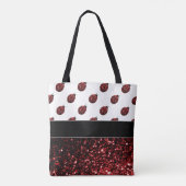 Donkere rode ladybug in glitter sparters Monogram Tote Bag (Achterkant)