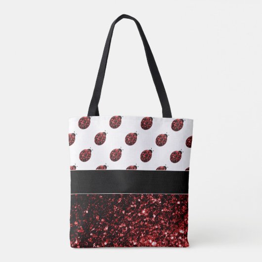 Donkere rode ladybug in glitter sparters Monogram Tote Bag (Achterkant)