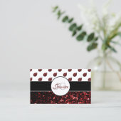 Donkere rode ladybug in glitter sparters Monogram Visitekaartje (Staand voorkant)