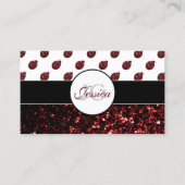 Donkere rode ladybug in glitter sparters Monogram Visitekaartje (Voorkant)