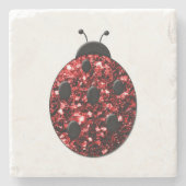 Donkere rode ladybug in glitter stenen onderzetter (Voorkant)