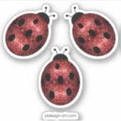Donkere rode ladybug in glitter sticker (Voorkant)