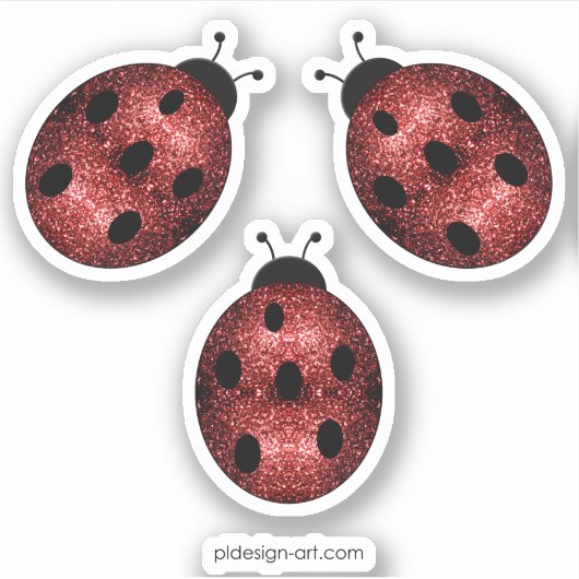 Donkere rode ladybug in glitter sticker (Voorkant)