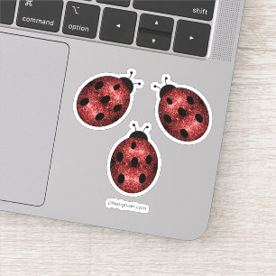 Donkere rode ladybug in glitter sticker