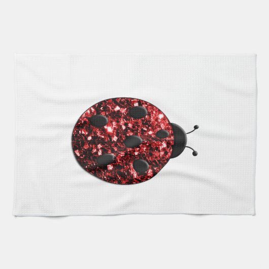 Donkere rode ladybug in glitter theedoek (Horizontaal)
