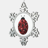 Donkere rode ladybug in glitter tin sneeuwvlok ornament (Rechts)