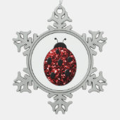Donkere rode ladybug in glitter tin sneeuwvlok ornament (Voorkant)