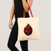 Donkere rode ladybug in glitter tote bag (Voorkant (product))