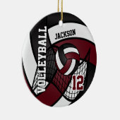 Donkere rode maroon, wit en zwart 🏐 volleybal keramisch ornament (Rechts)