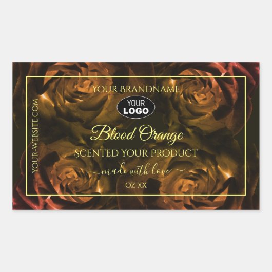 Donkere rode Oranje Rozen - Logo op de productetik Rechthoekige Sticker (Voorkant)