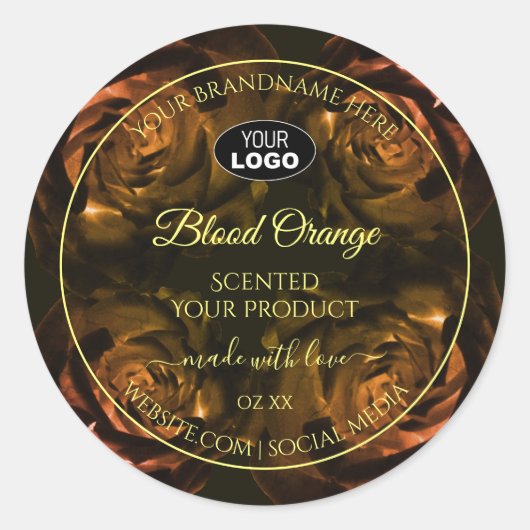 Donkere rode Oranje Rozen - Logo op de productetik Ronde Sticker (Voorkant)