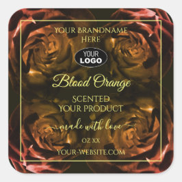 Donkere rode Oranje Rozen - Logo op de productetik Vierkante Sticker