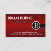 Donkere rode penseel en dunne monogram visitekaartje (Voorkant)