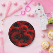 Donkere rode rozen voor jou papieren bordje (Feest)