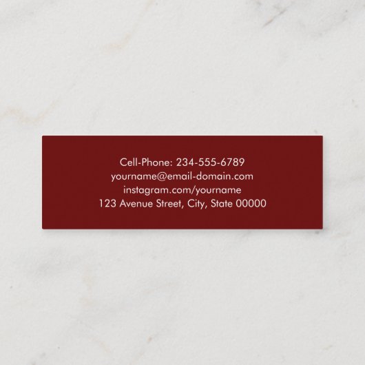 Donkere Rode Schaaltjes van de Rechtsschool Studen Mini Visitekaartje (Achterkant)