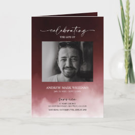 Donkere Rode Uitvaart Orde van Dienst Vouwprogramm Kaart