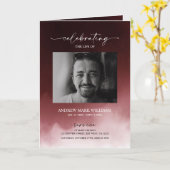 Donkere Rode Uitvaart Orde van Dienst Vouwprogramm Kaart (Gele Bloem)