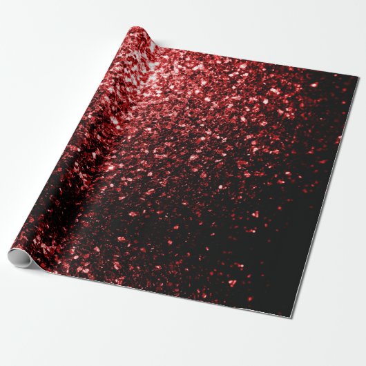 Donkere rode vlek Glitter sparkles Glamor Cadeaupapier (Uitgerold)