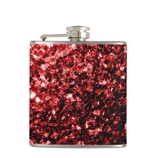 Donkere rode vlek Glitter sparkles Glamor Heupfles (Voorkant)