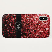 Donkere rode vlek Glitter sparkles Glamor Monogram Case-Mate iPhone Case (Achterkant (horizontaal))