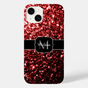 Donkere rode vlek Glitter sparkles Glamor Monogram Case-Mate iPhone Case