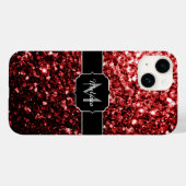 Donkere rode vlek Glitter sparkles Glamor Monogram Case-Mate iPhone Case (Achterkant (horizontaal))