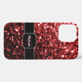 Donkere rode vlek Glitter sparkles Glamor Monogram iPhone Hoesje (Achterkant horizontaal)