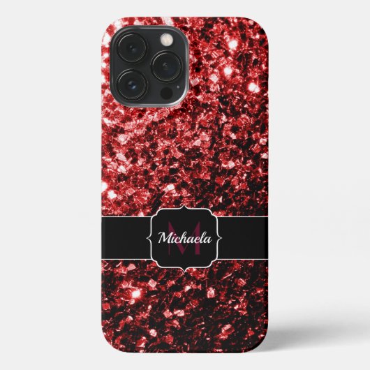 Donkere rode vlek Glitter sparkles Glamor Monogram iPhone Hoesje (Achterkant)