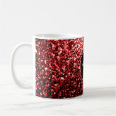 Donkere rode vlek Glitter sparkles Glamor Monogram Koffiemok (Links)