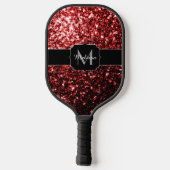Donkere rode vlek Glitter sparkles Glamor Monogram Pickleball Paddle (Achterkant)