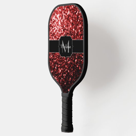 Donkere rode vlek Glitter sparkles Glamor Monogram Pickleball Paddle (Links)