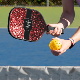 Donkere rode vlek Glitter sparkles Glamor Monogram Pickleball Paddle
