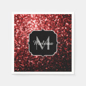 Donkere rode vlek Glitter sparkles Glamor Monogram Servet (Voorkant)