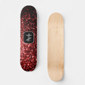 Donkere rode vlek Glitter sparkles Glamor Monogram Skateboard (Voorkant)