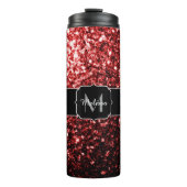 Donkere rode vlek Glitter sparkles Glamor Monogram Thermosbeker (Voorkant)