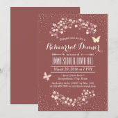 Donkere rode vlinder en bloemen repetitief diner kaart (Voorkant / Achterkant)