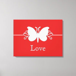 Donkere rode vlinder zwaait dikke canvas afdrukken