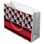 Donkere rode Voetballen personaliseren Large Cadeautasje (Achterkant Gekanteld)