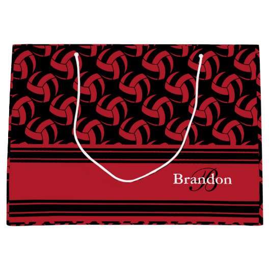 Donkere rode volleyballen personaliseren groot cadeauzakje (Voorkant)