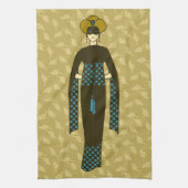  Donkere Rode Vrouw Turban Turkije Kunst Nieuwe Theedoek (Verticaal)