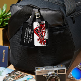 Donkere rode, witte en zwarte schaakster Megaphone Bagagelabel