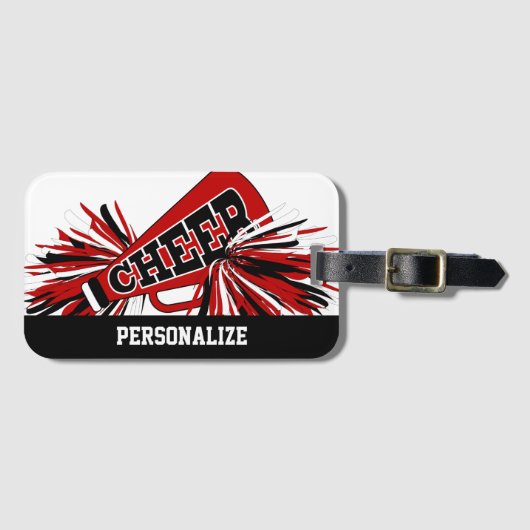 Donkere rode, witte en zwarte schaakster Megaphone Bagagelabel (Voorkant (horizontaal))