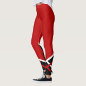 Donkere rode, witte en zwarte schaakster Megaphone Leggings (Links)