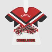 Donkere rode, zwarte en witte Cheerleader Ornament (achterkant)