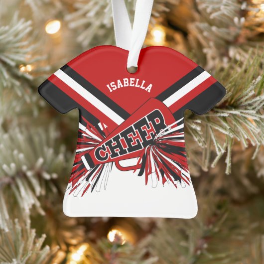Donkere rode, zwarte en witte Cheerleader 📣 💖 Ornament (Boom)