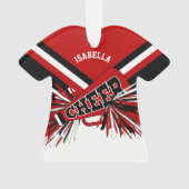 Donkere rode, zwarte en witte Cheerleader 📣 💖 Ornament (achterkant)