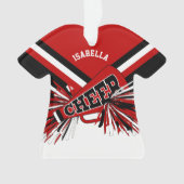 Donkere rode, zwarte en witte Cheerleader 📣 💖 Ornament (voorkant)
