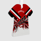 Donkere rode, zwarte en witte Cheerleader 📣 💖 Ornament (voorkant)