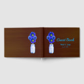 Donkere roestbruine Floral Mason Jar Wedding Gastenboek (Volledig)