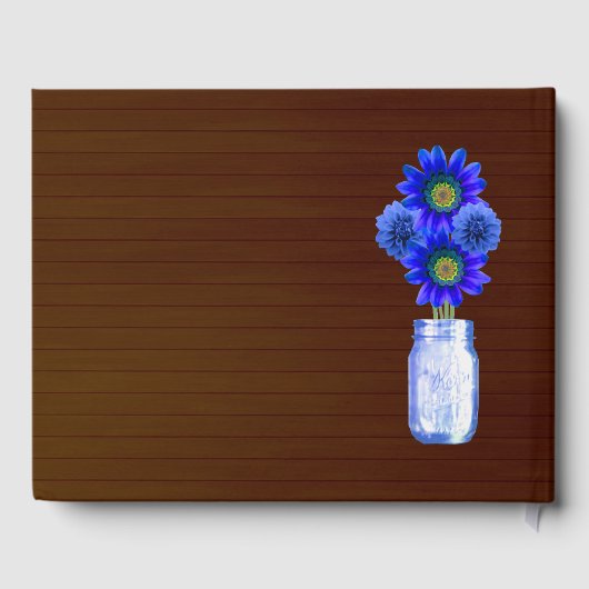 Donkere roestbruine Floral Mason Jar Wedding Gastenboek (Achterkant)